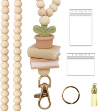 Wooden Beaded Lanyards, Teacher Lanyard with ID Holder, Lanyards for Id Badges W
