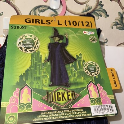 Disguise Wicked 3 Piece Costume Girls YL 10-12 New With Tags!!!