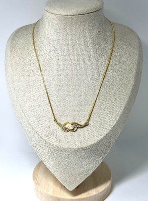 Vintage Kette goldfarben Süßwasserperle & Zirkonia 40 45 cm nickelfrei