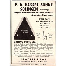 Stocker & Son P. D. Rassper Sophne Solingen Long Island NY 1960 Ad SAI2-H14