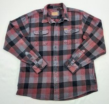 Orvis Big Bear Heavy Weight Flannel LS Shirt Shacket Maroon Gray Plaid Men's XL