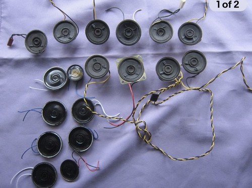 18 Small Speakers Hobby Craft Radio Project Most 8 Ohm Wire Leads 1-1/2" Flat