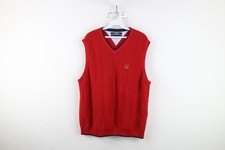 Vintage 90s Tommy Hilfiger Mens XL Faded Cotton Ribbed Knit V-Neck Sweater Vest