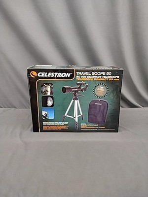 Celestron Travel Scope 50 Multi Color Portable Refractor Telescope With Tripod