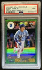 2022 Topps Chrome Ben Baller Bobby Witt Jr. 1987 Green RC #/99 PSA 9