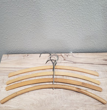 Vintage MCM Wood Curved Clothes Hangers Metal Hook Mixed Lot of 4