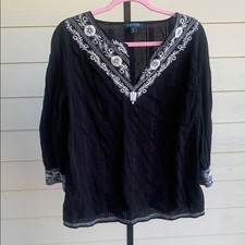 Ralph Lauren Embroidered cotton Womens blouse...