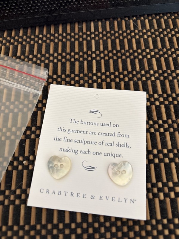 SET OF 2 VINTAGE Heart shaped MOTHER OF PEARL Buttons, Crabtree & Evelyn