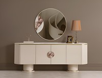 Eleganter Sideboard Mit Modernem Spiegel Im Minimalistischen Design
