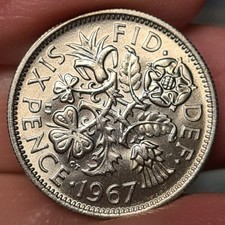 1967 Uncirculated Sixpence Coin Mint Condition
