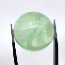 Light Green Swirl Vaseline Old Machine-Made Marble Glows under a Blacklight 5/8
