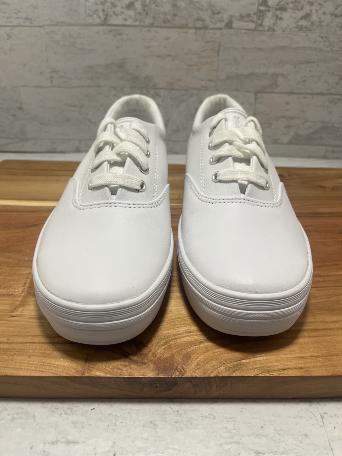 Keds Grasshopper White Leather Champion Shoes Sz 8.5 W Double Decker - NEW image 2