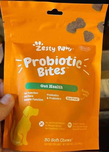 Zesty Paws PROBIOTIC BITES - Gut Health - 30 Pumpkin Chews - NEW!