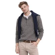 Abercrombie Fitch Men Wool Textured Henley Sweater Gray Med Y2k 90s Academia