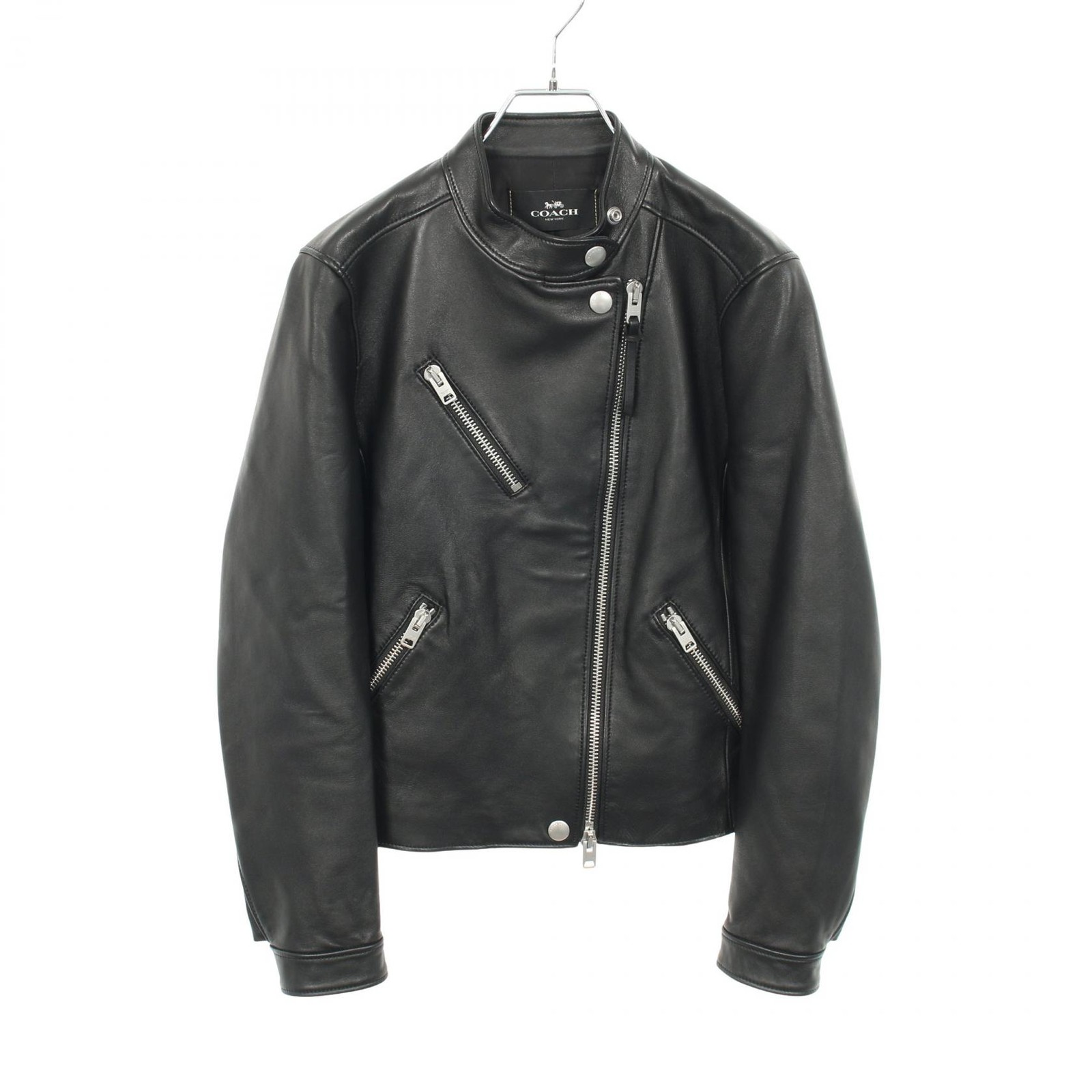 Coach COACH Uptown Racer Jacket Riders Jacket Clothing Outer Leather Women's Bla