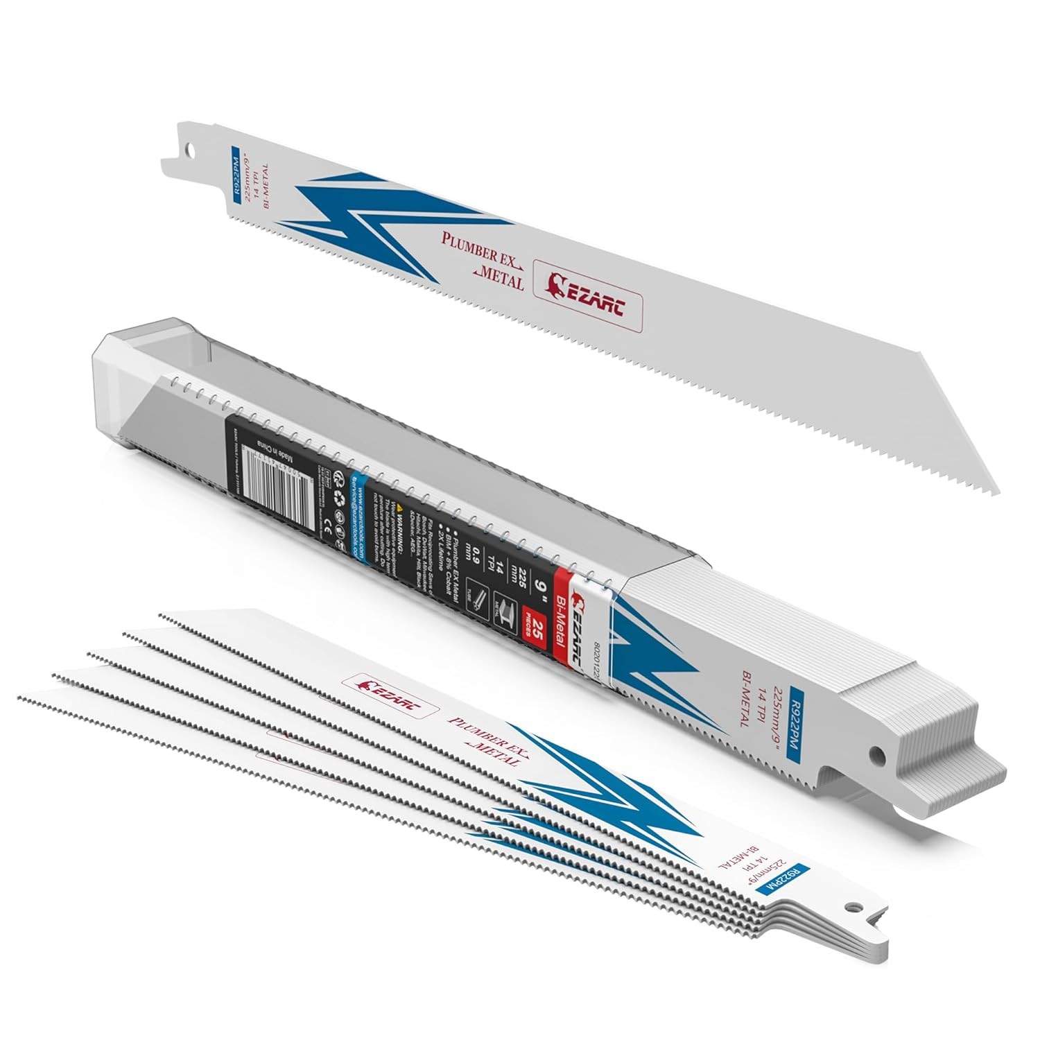 EZARC 25 Pack Bi-Metal Cobalt Reciprocating Saw Blades for Heavy Metal 9 Inch
