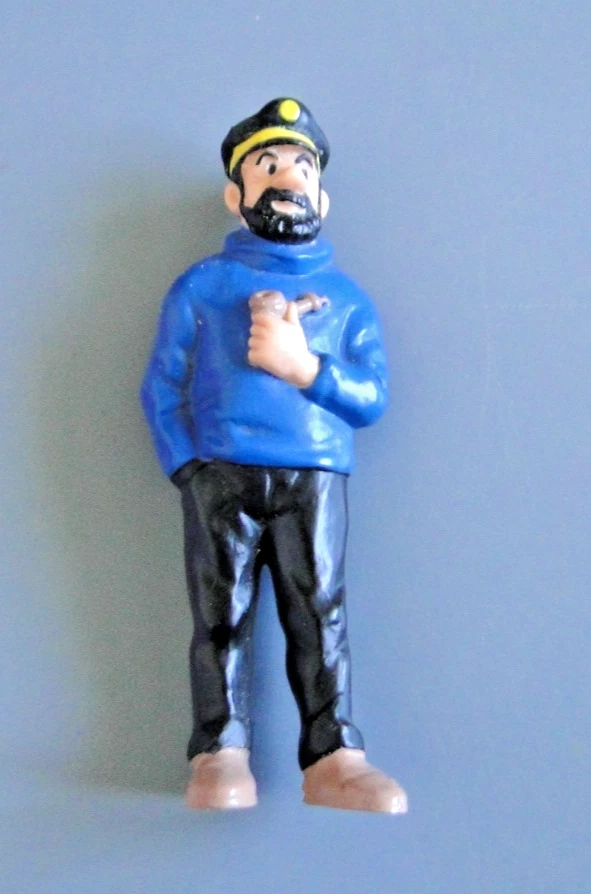 Figurine HERGE personnage Tintin Capitaine HADOCK sa pipe plastique BULLY 8,5 cm