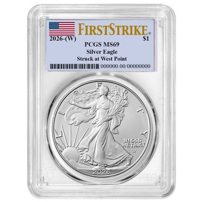 2026 (W) $1 1-oz American Silver Eagle PCGS MS69 FS Flag Label
