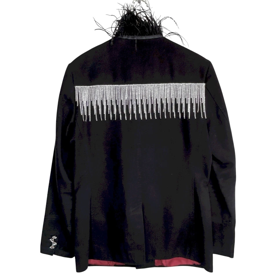 Chaqueta Militar Vintage Express Y2k Cuello Pluma Mediana Capricho Estrás Foto 2 de 4