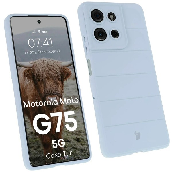 HandyhüLle FüR Motorola Moto G75 5G Bizon Case Cover Schutz HüLle Etui Hellblau-image
