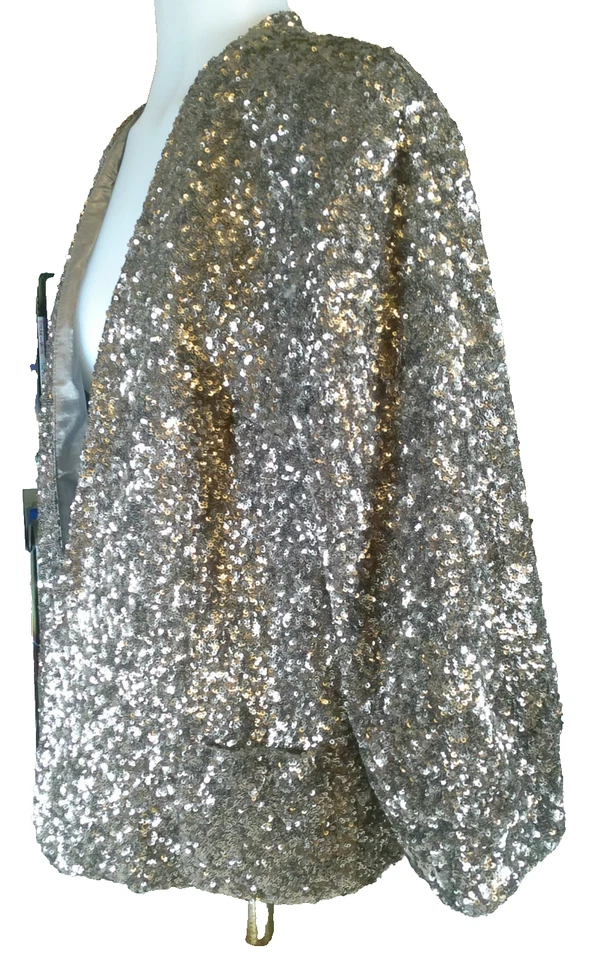Apt 9 Sequined Evening Blazer/Jacket Silver Lined-3/4 sleeve  Women Size L NWT - Image 4 of 4
