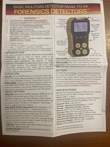 FORENSICS DETECTORS FD-4A Gas Monitor
