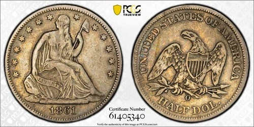 1861-O ~ LA Issue, W-04 ~ Seated Liberty 50c ~ PCGS VF25 ~ Very RARE ~ NEW!!