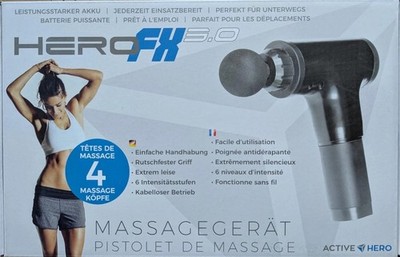 ACTIVE HERO FX 3.0 - Massagepistole Massagegerät 4 Aufsätze mit 6 Stufen