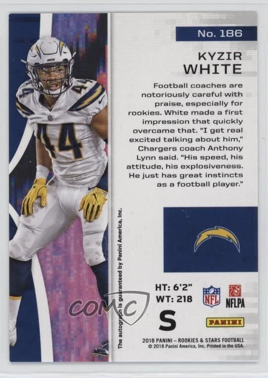 2018 Panini Rookies & Stars Longevity Signatures /99 Kyzir White #186 Auto RC - Image 2 of 2