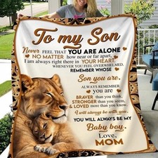 Lion Cub Fleece Blanket for Son, Personalized Sentimental Keepsake