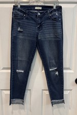 Elan Womens Mid Rise Hi-Low Frayed Cuffs Stre...