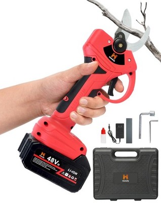 Cordless Electric Pruner 48V Brushless 1.6in Cut Tree Trimmer w Battery