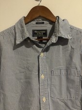 Abercrombie Fitch Button Down Dress Shirt Blue Gingham Men s S Muscle