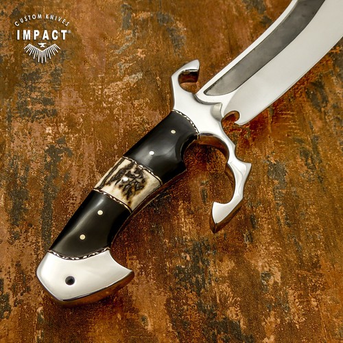 IMPACT CUTLERY RARE CUSTOM FULL TANG FULLER 18.50"BOWIE KNIFE STAG ANTLER HANDLE - Picture 6 of 17