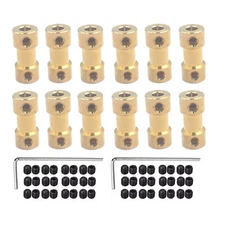 12Pcs New Brass Shaft Coupling Joint Connector, Motor Shaft Coupling for RC DIY
