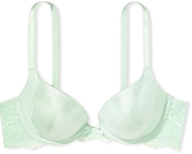 Chemise Victoria's Secret Verte En Maille Transparente - Bordée Dentelle, Taille 36C, Occasion Très Bon état