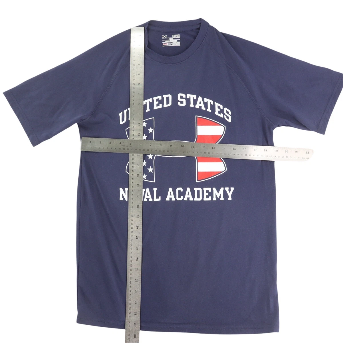 Under Armour US Navy Naval Academy USA Flag Big Logo Heat Gear T
