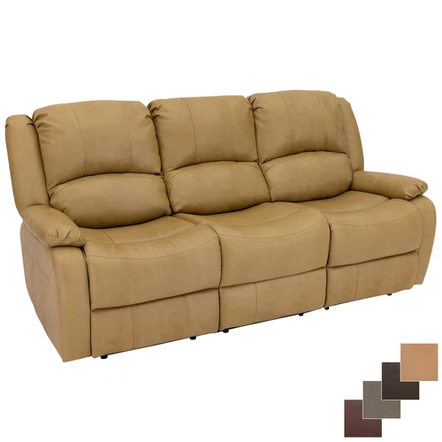 RecPro Charles 80" Triple RV Zero Wall Recliner Sofa With Drop Console Toffee