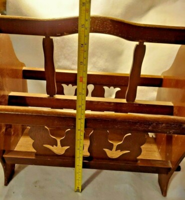 VINTAGE WOOD MAGAZINE RACK HOLDER | eBay