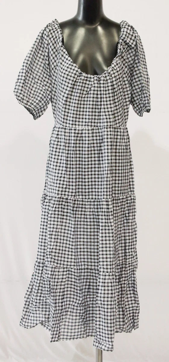 Mango check pattern midi cheap dress
