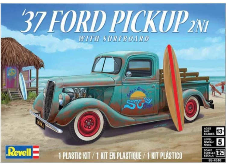 Revell Monogram 1/25 4516 1937 Ford Pickup w/ surfboard 2 'n 1