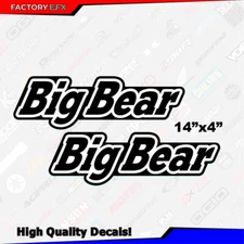 14" Big Bear 4x4 Black Fender Graphics Decals Stickers Atv Quad  250 350 400 500