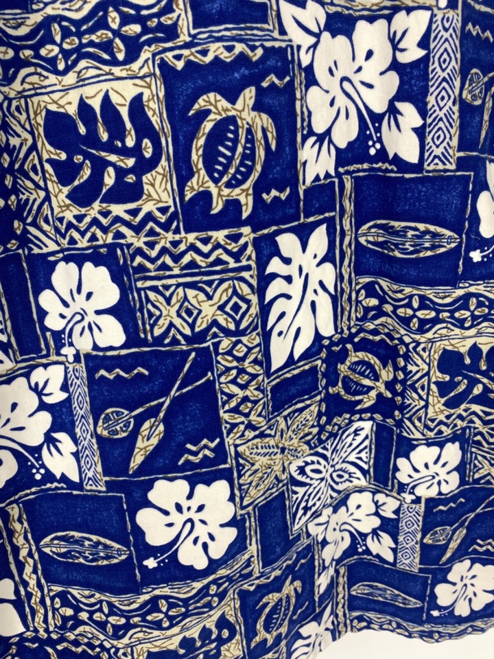 Hawaii Brand Mens Hawaiian Shirt Sz XL BlueCasual ButtonDown100