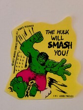 The Incredible Hulk will smash you 1977 vintage Marvel Comics Group RARE sticker