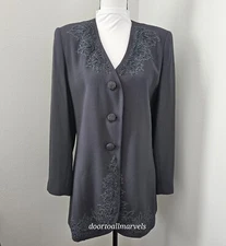 VTG En Avance Cocktail Long Jacket Overcoat sz XL Beaded Soft Sparkle Elegance