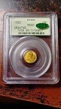 1922 Grant Gold Dollar No Star $1 OGH Old Green Holder PCGS CAC MS65 PQ     4506