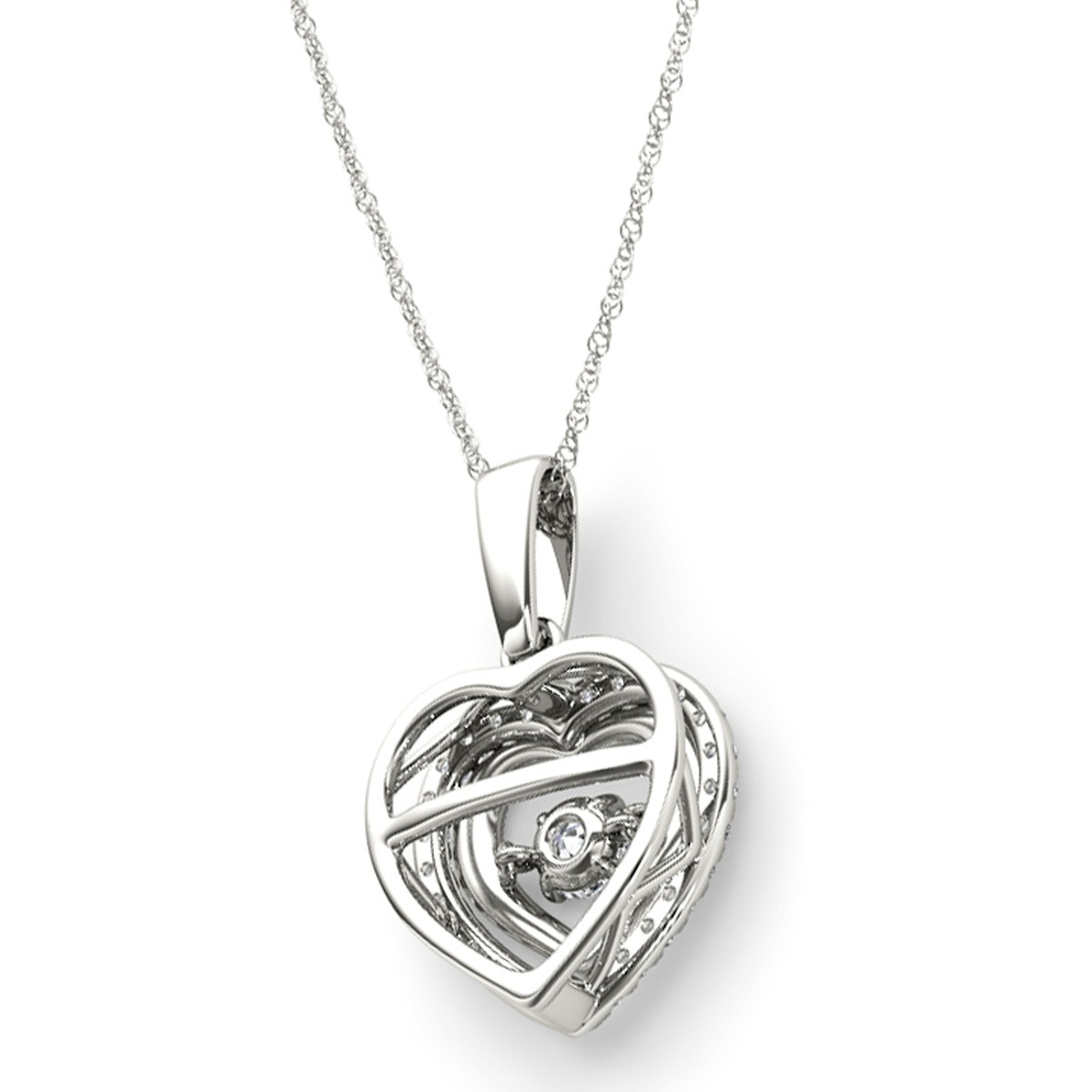 1/4 Ct Sterling Silver Diamond Heart Pendant Necklace 18