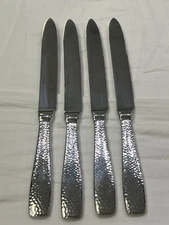 Ricci MARTELLO Set Of 4 Stainless Hammered Glossy Silverware DINNER KNIVES Used