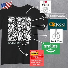 Personalized QR T-Shirt Custom Logos Messages Web Links Unique Gift Trendy Wear