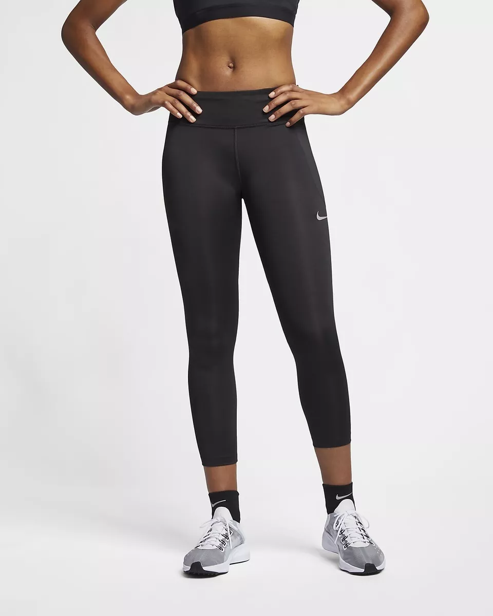 Nike Fast Women's Mid-Rise Crop Running Leggings DB4380-010 NWT